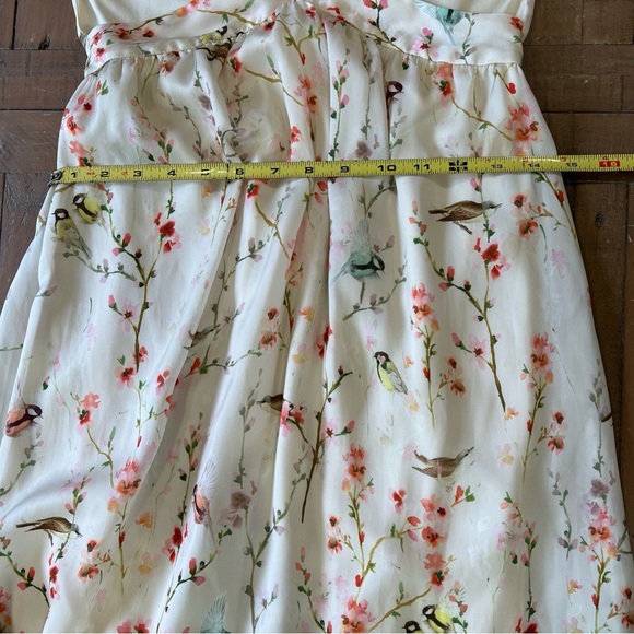 Zara Cherry Blossom Floral Bird Print Open Side Cut Out Maxi Dress Small - Picture 9 of 10